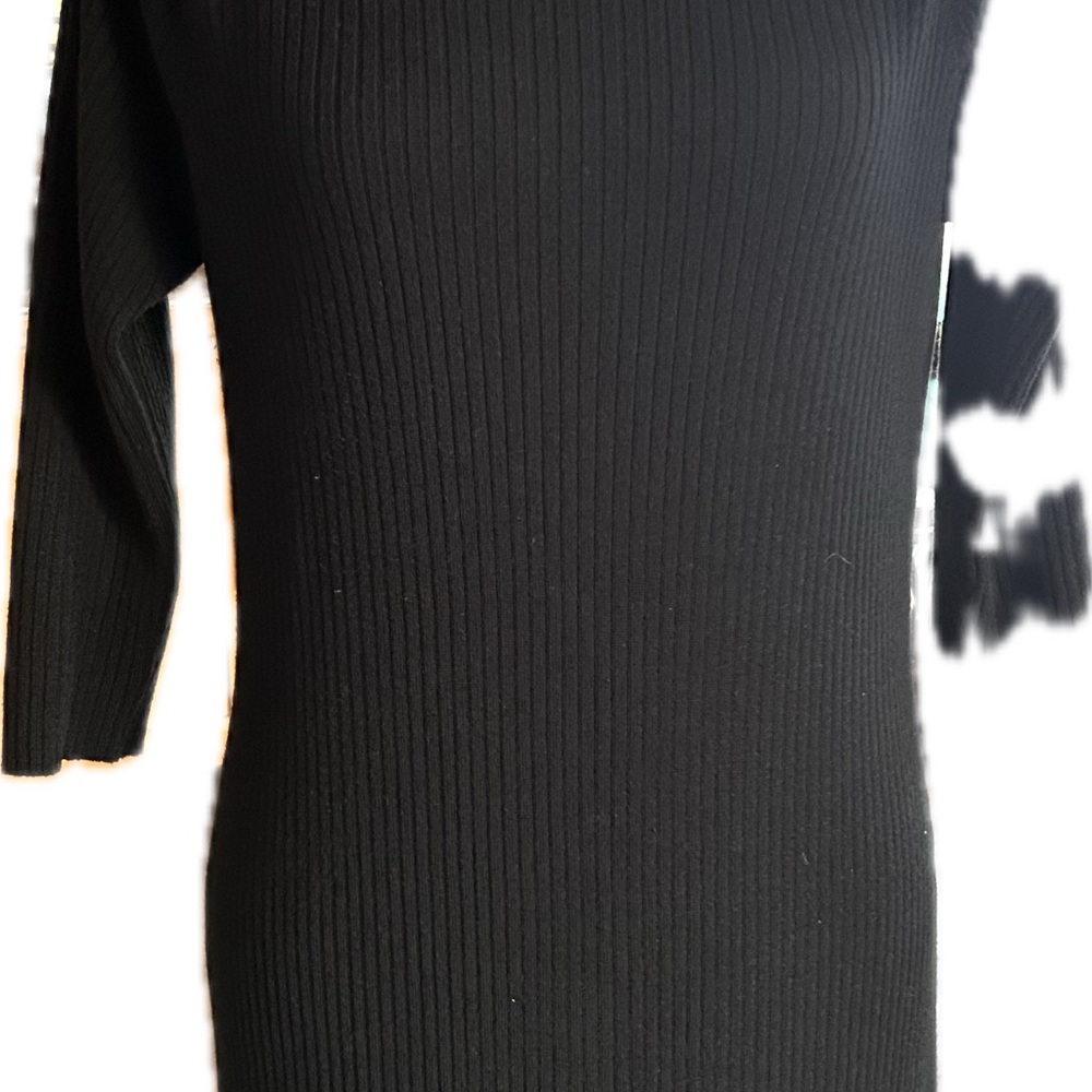 Elegant Black Ribbed Women's Sweater